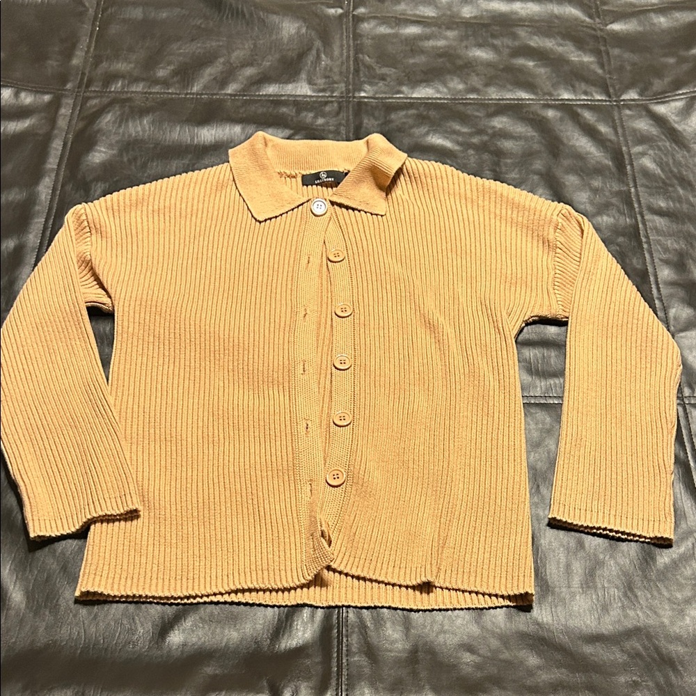 Lillusory Tan Ribbed Cardigan